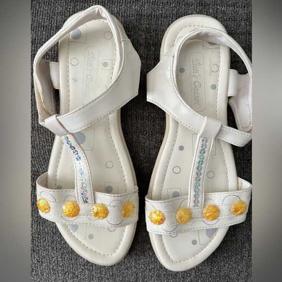 🌼 Girl’s Biti’s Cosset Ivory Comfort Sandals w Beads & Sequins Size 3 - Picture 4 of 8